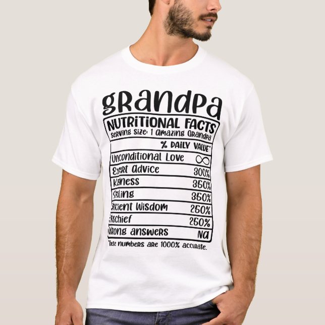 Grandpa Funny Nutritional Facts T-Shirt (Front)