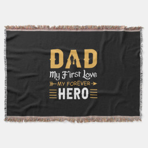 Grandpa Gift Dad My Forever Hero Throw Blanket