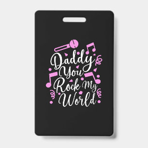 Grandpa Gift   Daddy You Rock My World ID Badge
