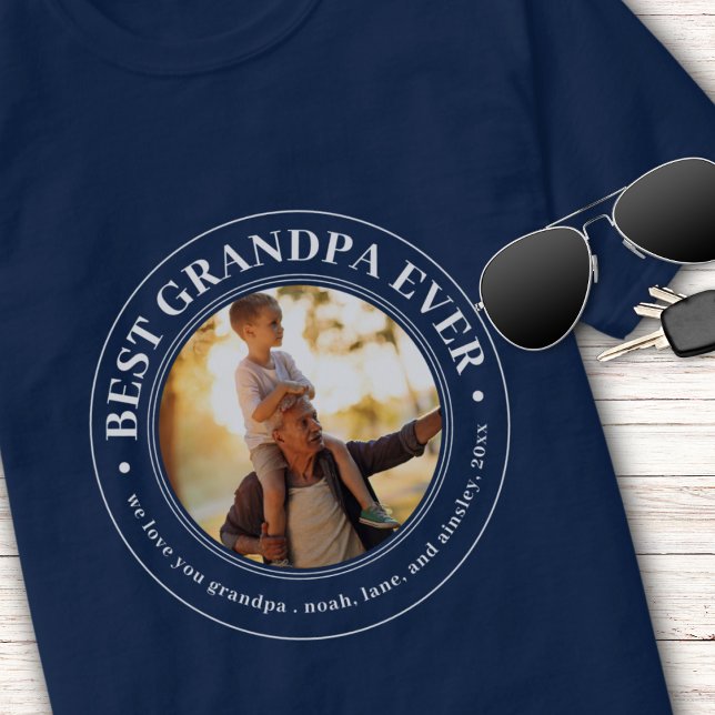 Grandpa Gift Love You Papa Best Grandpa Ever Photo T-Shirt (Creator Uploaded)