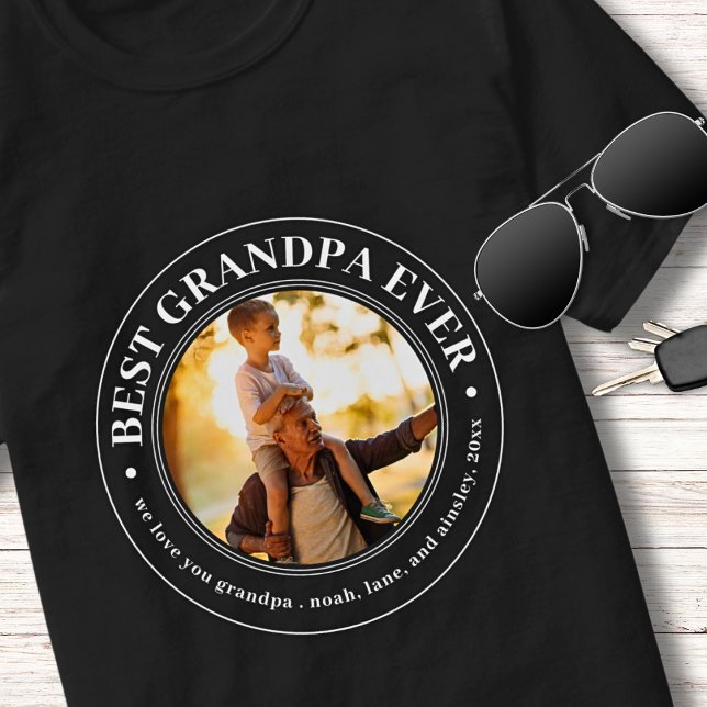 Grandpa Gift Love You Papa Best Grandpa Ever Photo T-Shirt (Creator Uploaded)