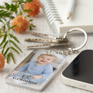 Grandpa Gift Personalised Photo and Text  Key Ring
