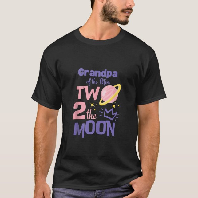 Grandpa Girl TWO 2 Moon Space Astronaut Pastel 2nd T-Shirt (Front)