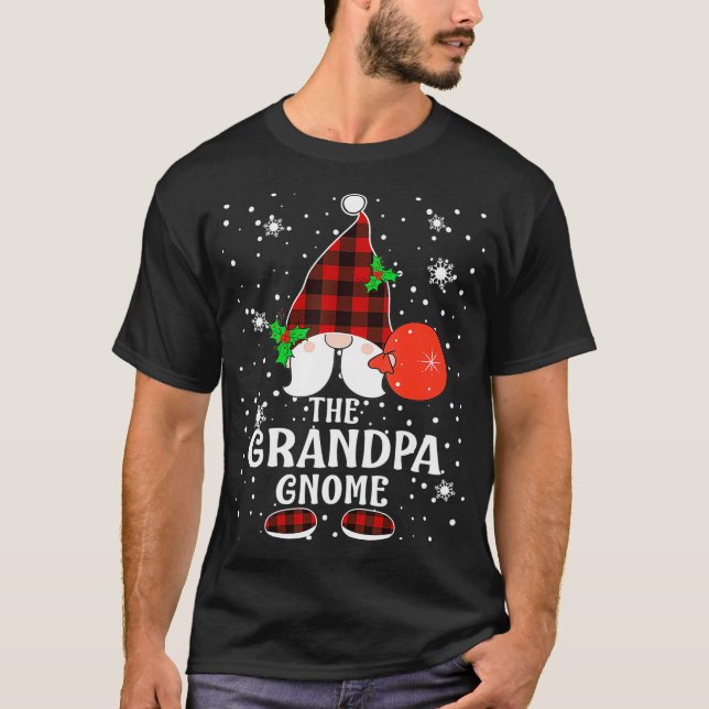 Grandpa Gnome Buffalo Plaid Matching Family Christ T-Shirt (Front)