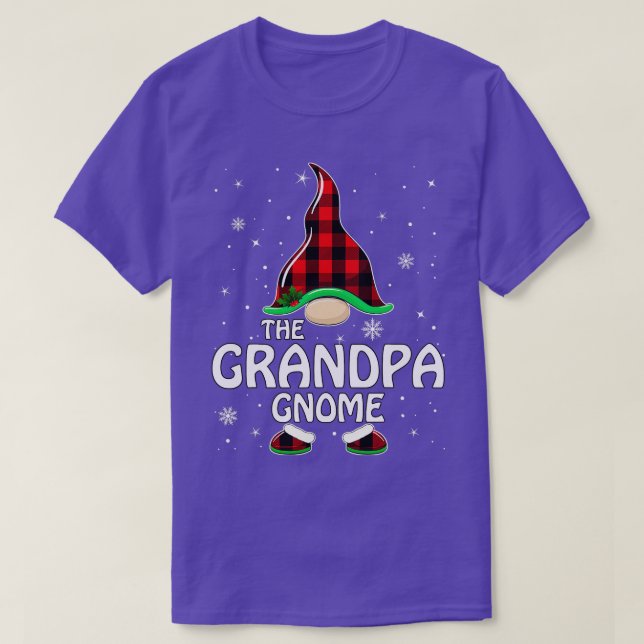 Grandpa Gnome Buffalo Plaid Matching Family Christ T-Shirt (Design Front)