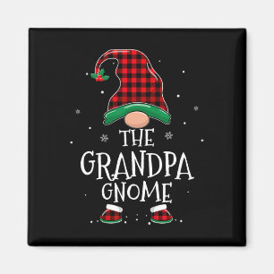 Grandpa Gnome Xmas Family Matching Plaid Christmas Magnet