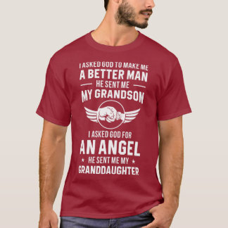 Grandpa  God Sent Me My Grandson Granddaughter T-Shirt