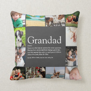 Grandpa Grandad Papa Definition 12 Photo Grey Cushion