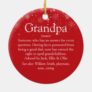 Grandpa Grandad Papa Definition Christmas Photo Ceramic Ornament