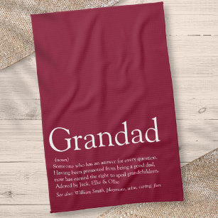 Grandpa Grandad Papa Definition Fun Burgundy Tea Towel