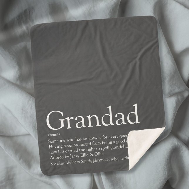 Grandpa Grandad Papa Definition Modern Fun Grey Sherpa Blanket (Grandpa Grandad Papa Definition Modern Fun Gray Sherpa Blanket)