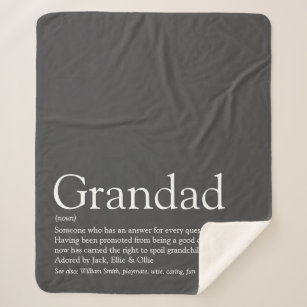 Grandpa Grandad Papa Definition Modern Fun Grey Sherpa Blanket