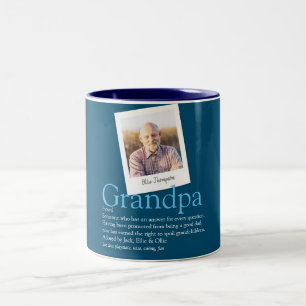 Grandpa Grandad Papa Definition Photo Blue Two-Tone Coffee Mug