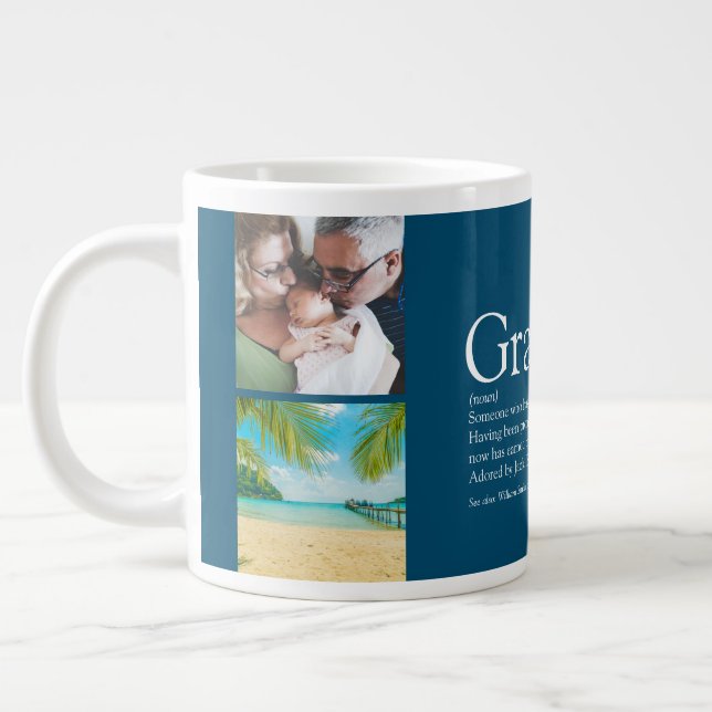 Grandpa Grandad Papa Definition Photo Collage Large Coffee Mug (Left)