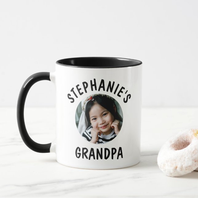 Grandpa Grandchild  Trendy Personalised Photo Mug (With Donut)