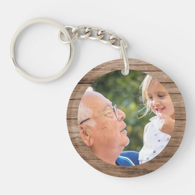 Grandpa Grandchildren Create your own Photo wood Key Ring (Front)