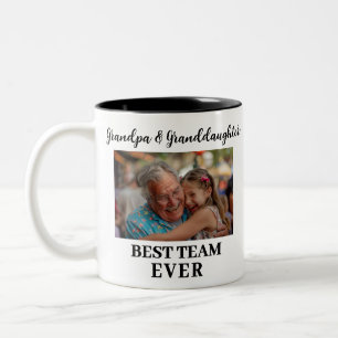 Grandpa Granddaughter Best Team Ever Custom Photo Two-Tone Coffee Mug
