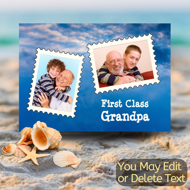 Grandpa Grandfather First Class Grandpa Text Photo Card (Creator Uploaded)