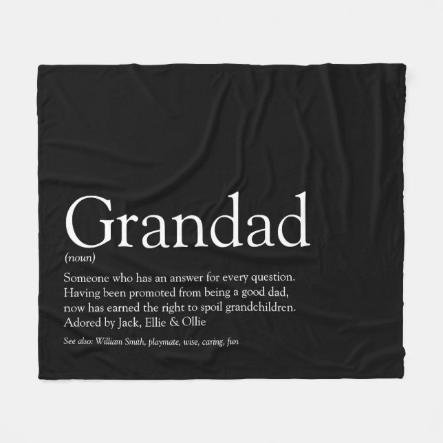 Grandpa Grandfather Grandad Definition Fleece Blanket (Front (Horizontal))