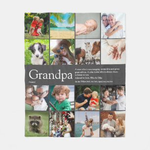 Grandpa Grandfather Grandad Definition Photo Grey Fleece Blanket
