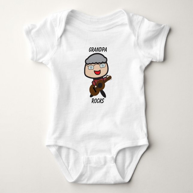Grandpa Grandfather Rocks Guitar Personalise Baby Bodysuit (Front)