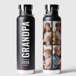 Grandpa Grandfather Simple 4 Photo Black Water B Bottle