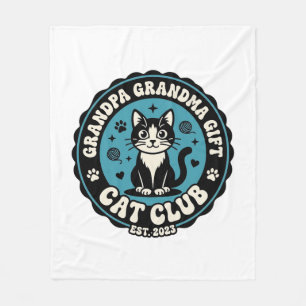 Grandpa Grandma Cat Gift Pet Lover Shirt Art - Gra Fleece Blanket