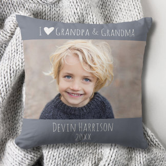 Grandpa Grandma I Love You Minimal Photo Cushion