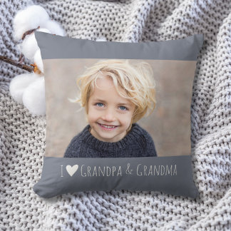 Grandpa Grandma I Love You Minimal Photo Cushion