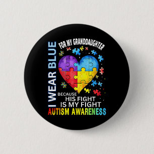 Grandpa Grandma I Wear Blue For My Granddaughter A 6 Cm Round Badge