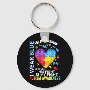 Grandpa Grandma I Wear Blue For My Grandson Autism Key Ring