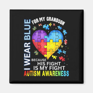 Grandpa Grandma I Wear Blue For My Grandson Autism Magnet