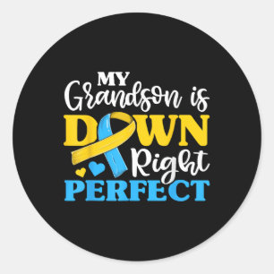 Grandpa Grandma Of Down Syndrome Grandson Trisomy Classic Round Sticker