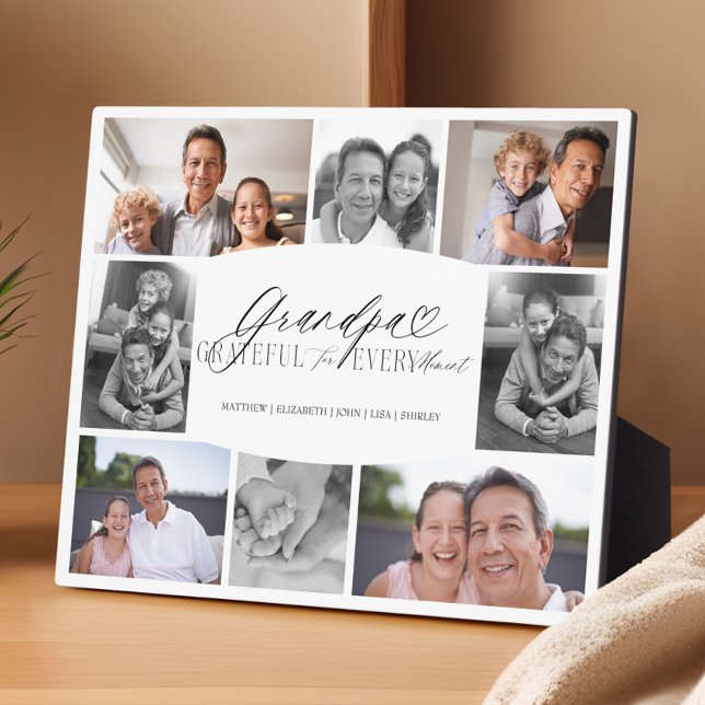 Grandpa Grateful for Every Moment Photo Collage Plaque (Grandpa Grateful for Every Moment Photo Collage Plaque)