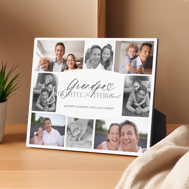 Grandpa Grateful for Every Moment Photo Collage Plaque (Grandpa Grateful for Every Moment Photo Collage Plaque)