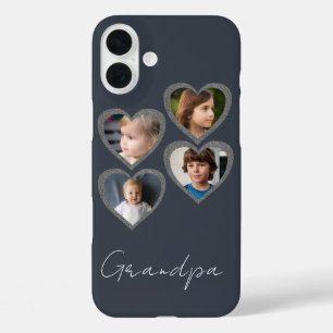 Grandpa Grey Hearts Grandchildren Photo Collage  iPhone 16 Plus Case