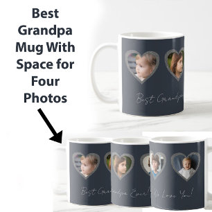 Grandpa Grey Hearts Grandchildren Photo Collage  Coffee Mug