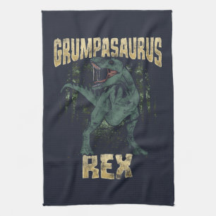 Grandpa Grumpasaurus Rex Dinosaur T Rex Tea Towel
