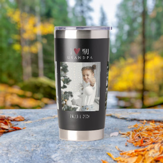 Grandpa I Love You Photo Name Year Gift Insulated Tumbler