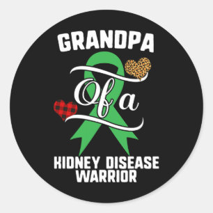 Grandpa Kidney Disease Awareness Leopard Buffalo P Classic Round Sticker