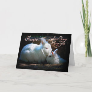 Grandpa Kissing Bunnies Happy Birthday Card