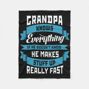 Grandpa Knows Everything Funny Father&#; s Day Cos Fleece Blanket