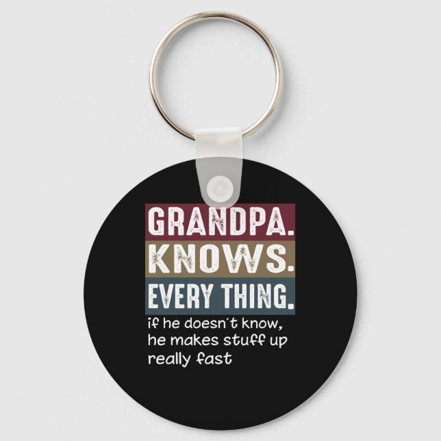 Grandpa Knows Everything Vintage Grumpy Quotes Key Ring (Front)