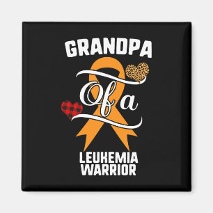 Grandpa Leukaemia Awareness Leopard Buffalo Plaid Magnet