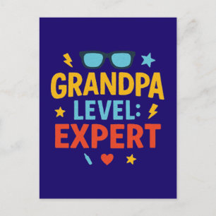 grandpa level expert (cartoon style) postcard