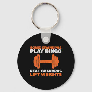 Grandpa Lift Weights Bodybuilding Grandfather Weig Key Ring