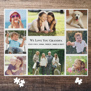 Grandpa Love You Photo Collage Personalized Jigsaw Puzzle