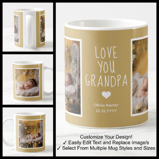 Grandpa Love You Photos Modern Brown C86 White Coffee Mug