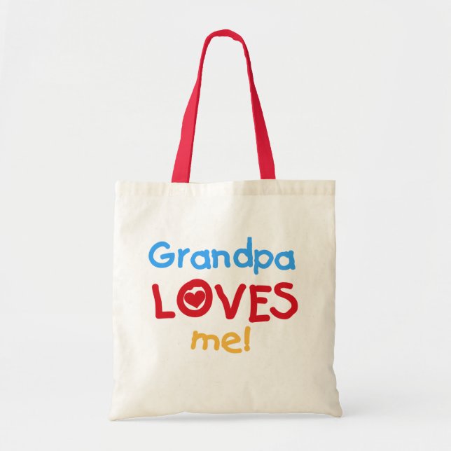 Grandpa Loves Me Tshirts and Gifts Tote Bag (Front)