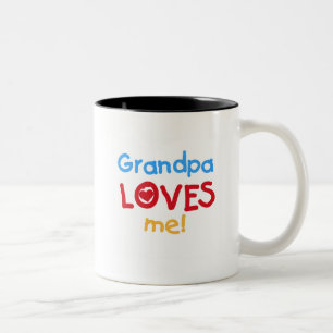 Grandpa Loves Me Tshirts and Gifts Two-Tone Coffee Mug